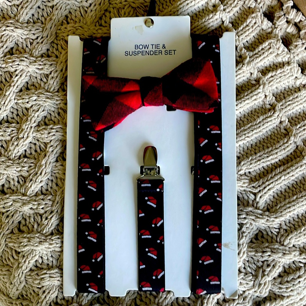 Men’s Holiday Suspender and Bow Tie Set NWT